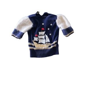 Vintage Elizabeth New York Nautical Sweater Women's SMALL Fuzzy Soft Sailboat
